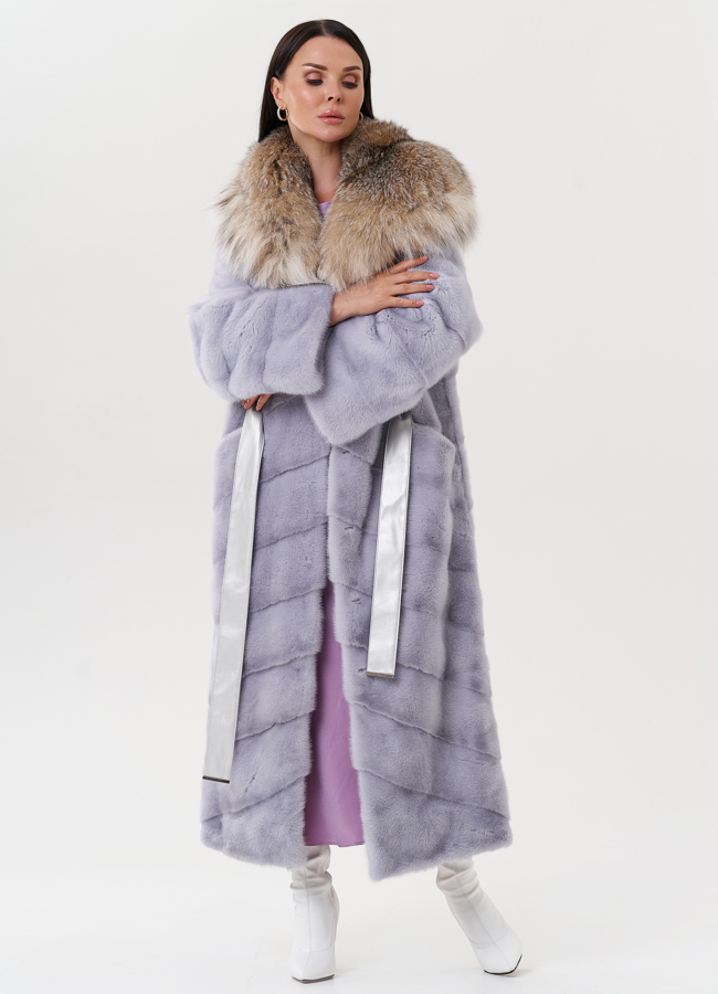 Женская норковая шуба с капюшоном из меха рыси модель № 27570 универмаг малина