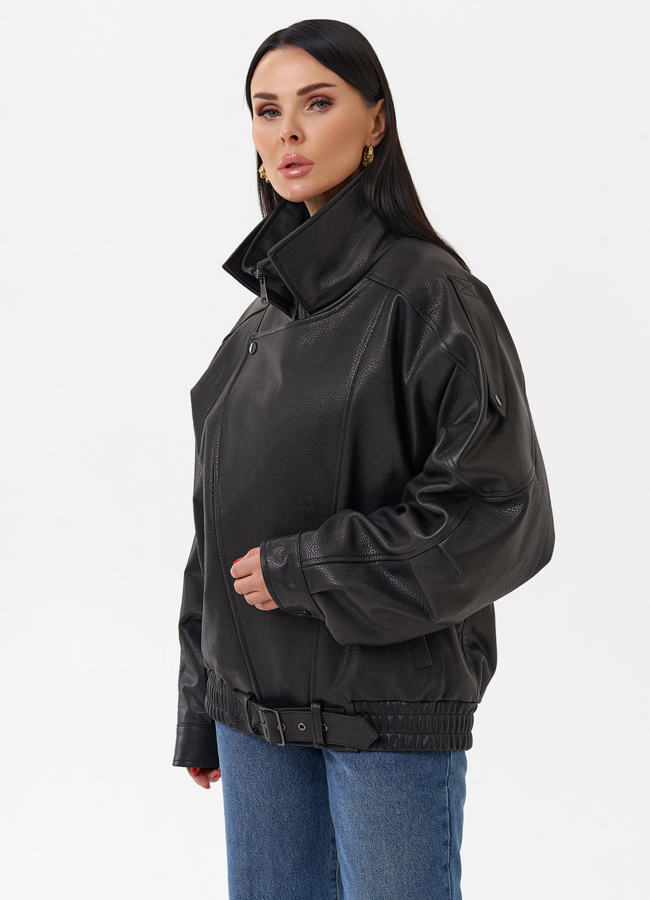 Объемная женская куртка из натуральной кожи модель № 29912 универмаг малина