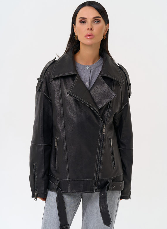 Куртка из натуральной кожи с капюшоном