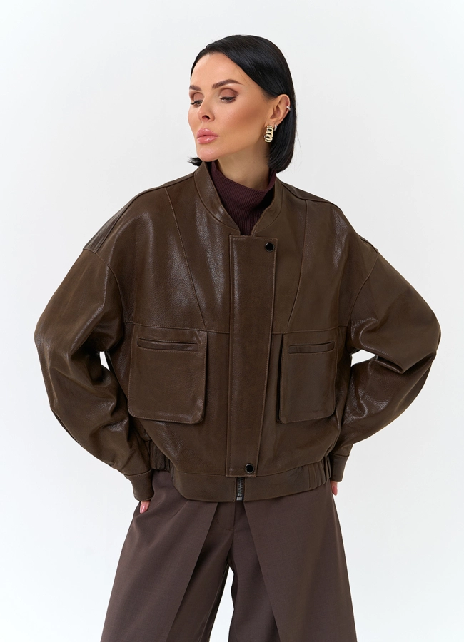 Женская куртка бомбер из натуральной кожи модель № 32749 универмаг малина фото