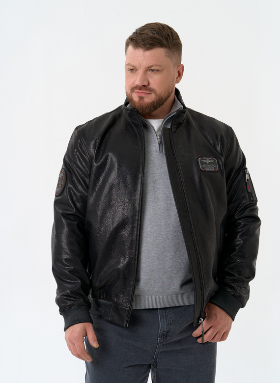 Мужская куртка бомбер из натуральной кожи