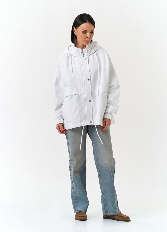 Женская джинсовая куртка с капюшоном модель № 33126 в рассрочку