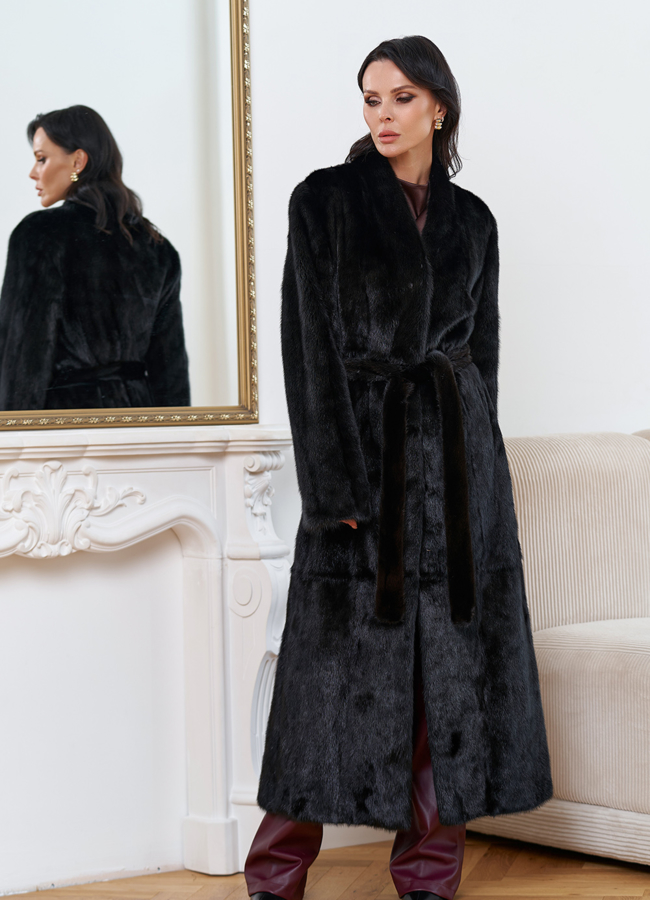 Женская длинная шуба из меха норки модель № 30691 универмаг малина