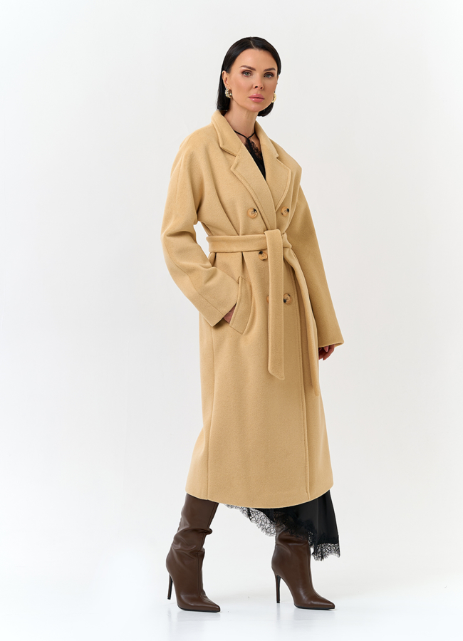 Женское пальто с поясом модель № 32809 в кредит