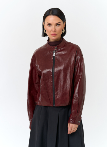 Куртка из натуральной кожи бордового цвета
