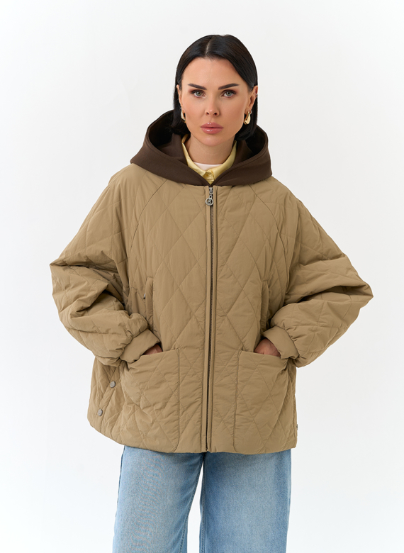 Женская куртка с трикотажным капюшоном