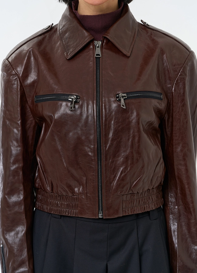 Короткая куртка из натуральной кожи модель № 32847 универмаг малина