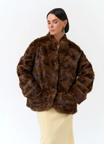 Жакет из меха частей норки фото