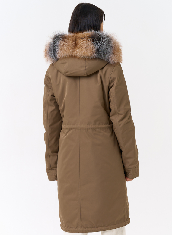 Женская парка с капюшоном из меха лисы