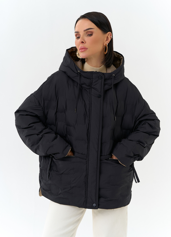 Женская двухсторонняя куртка с капюшоном модель № 32722 универмаг малина