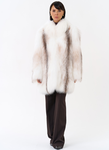 Белая шуба из лисы