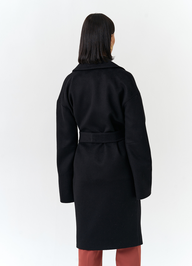 фото Женское пальто черного цвета модель № 32541