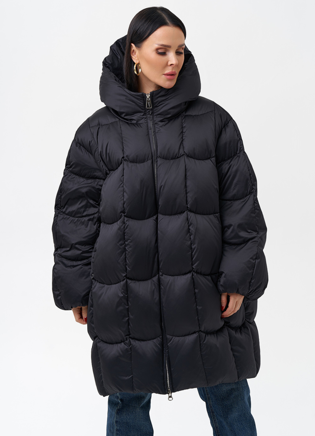 фото Женский пуховик с капюшоном  модель № 28574