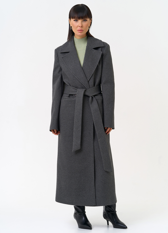 Женское пальто с английским воротником модель № 31622 меха малина