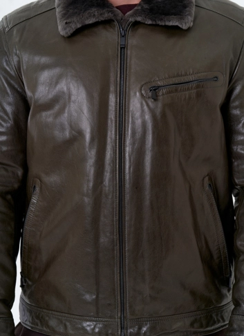 Куртка из натуральной кожи с отделкой из овчины
