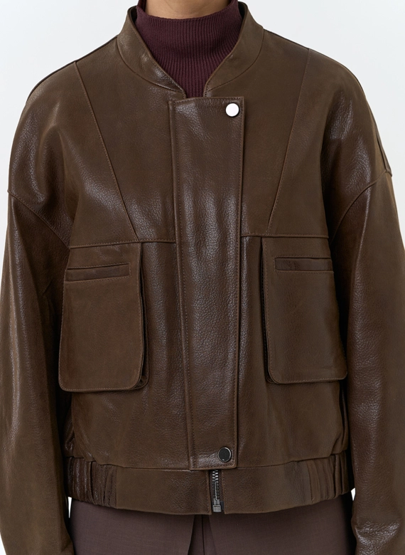 Женская куртка бомбер из натуральной кожи