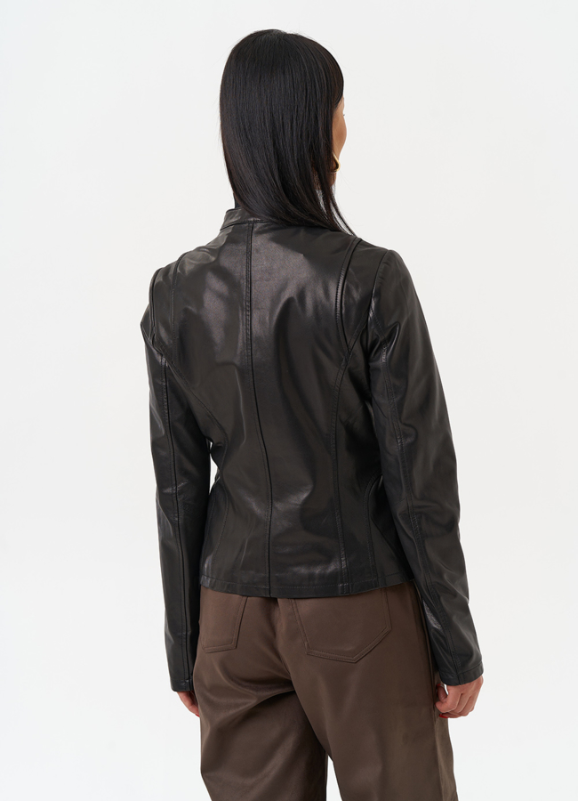 Кожаная куртка на молнии модель № 20498 в рассрочку