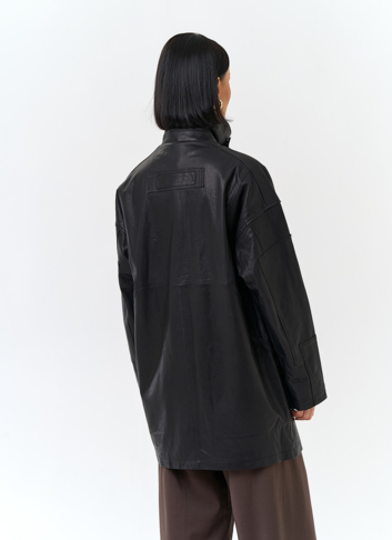 Женская удлиненная куртка из натуральной кожи