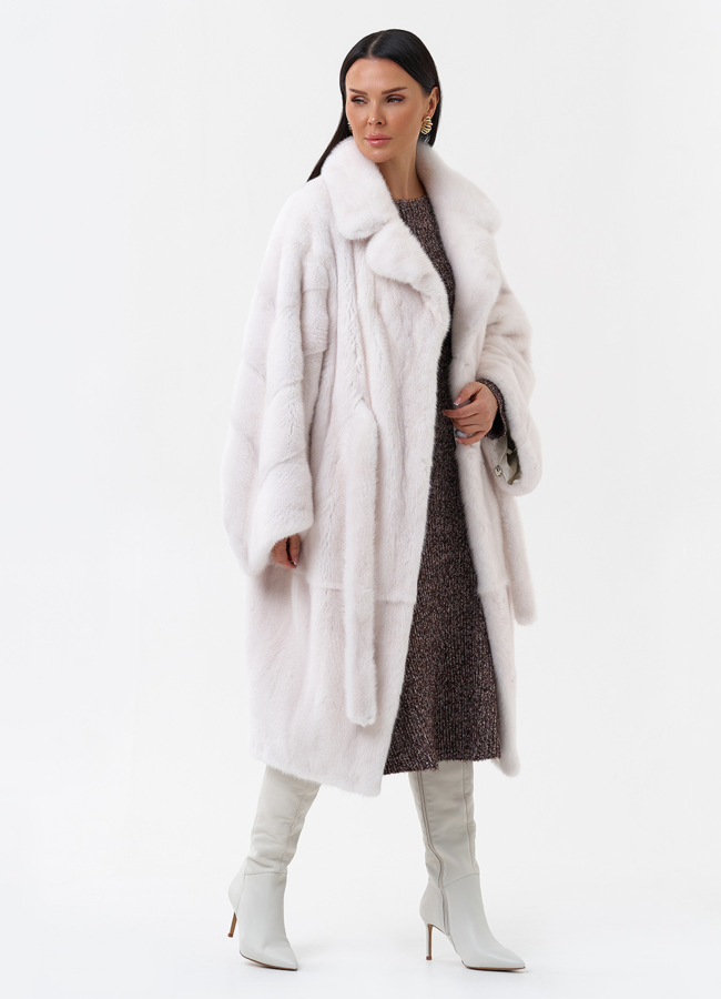 Белая норковая шуба модель № 29167 универмаг малина