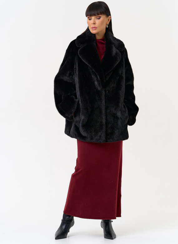 Женская шуба из скандинавской норки с английским воротником