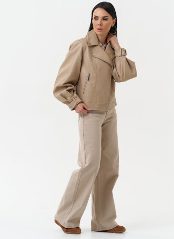 Куртка косуха из эко кожи бежевого цвета