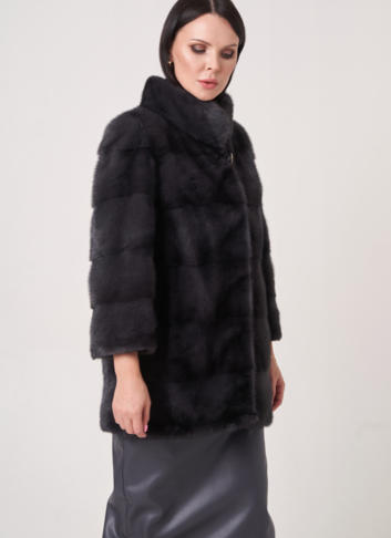 Норковая шуба трансформер, поперечная со стойкой