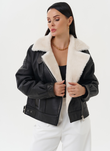 Натуральная дубленка черного цвета