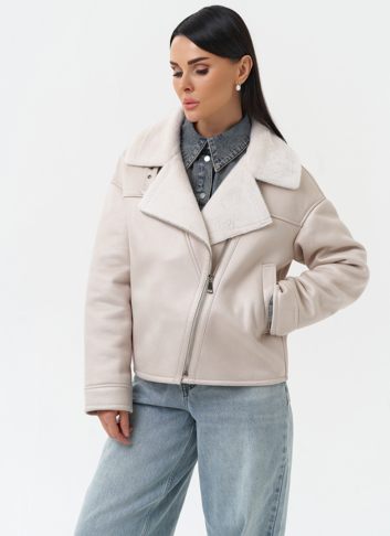 Короткая дубленка из эко замши