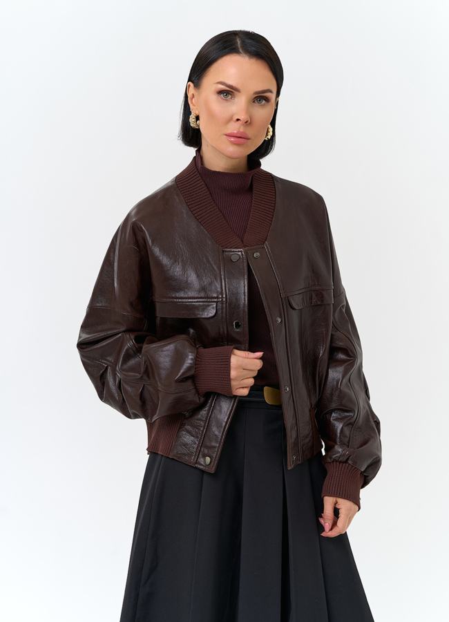 Женская куртка из натуральной кожи модель № 32673 универмаг малина