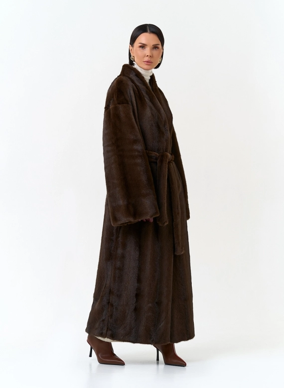 Длинная шуба из эко меха фото