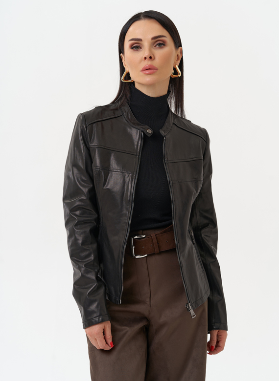 Кожаная куртка на молнии