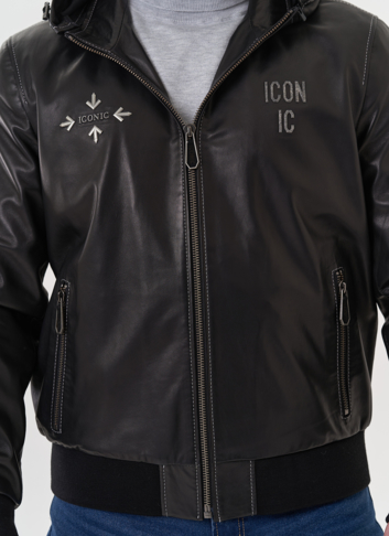 Мужская кожаная куртка "бомбер"