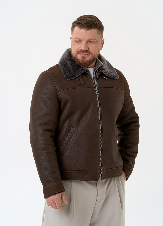 Мужская натуральная дубленка модель № 31858 универмаг малина