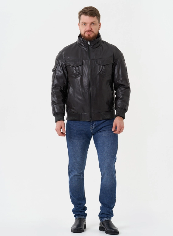 Куртка "бомбер" из натуральной кожи