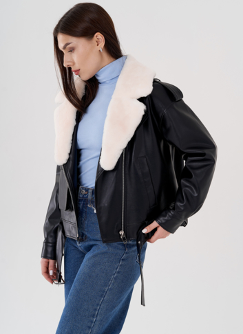 Куртка косуха на утеплении со съемным натуральным мехом