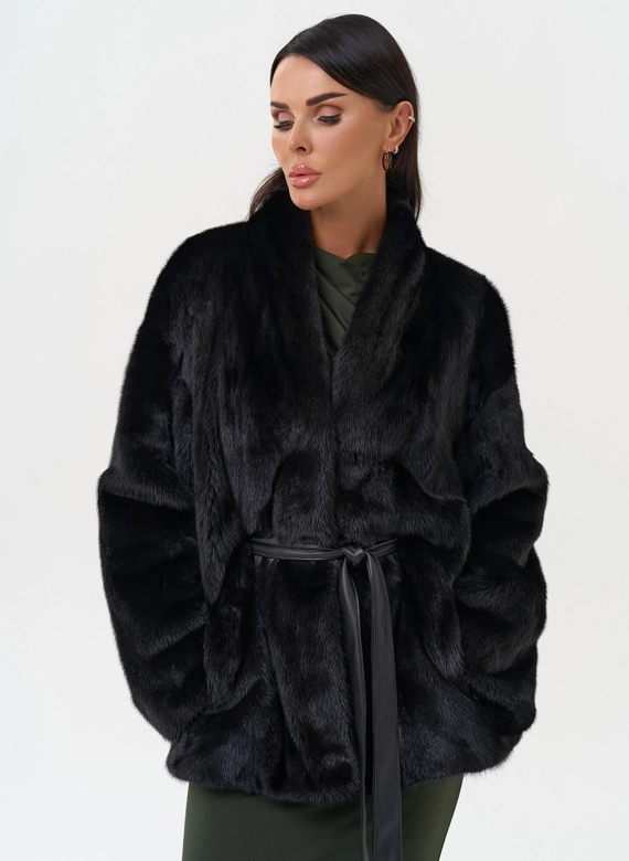 Норковый жакет черного цвета