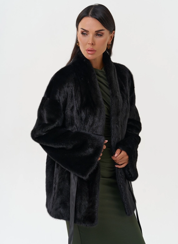 Норковый жакет черного цвета