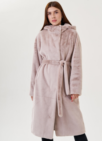 Длинное пальто из искусственного меха