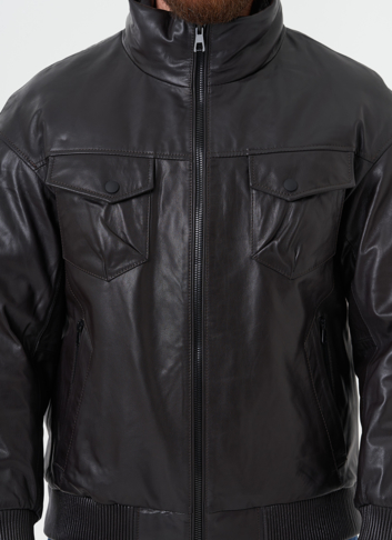 Куртка "бомбер" из натуральной кожи