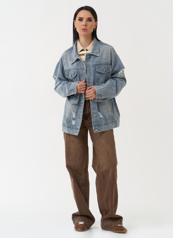 Женская джинсовая куртка голубого цвета