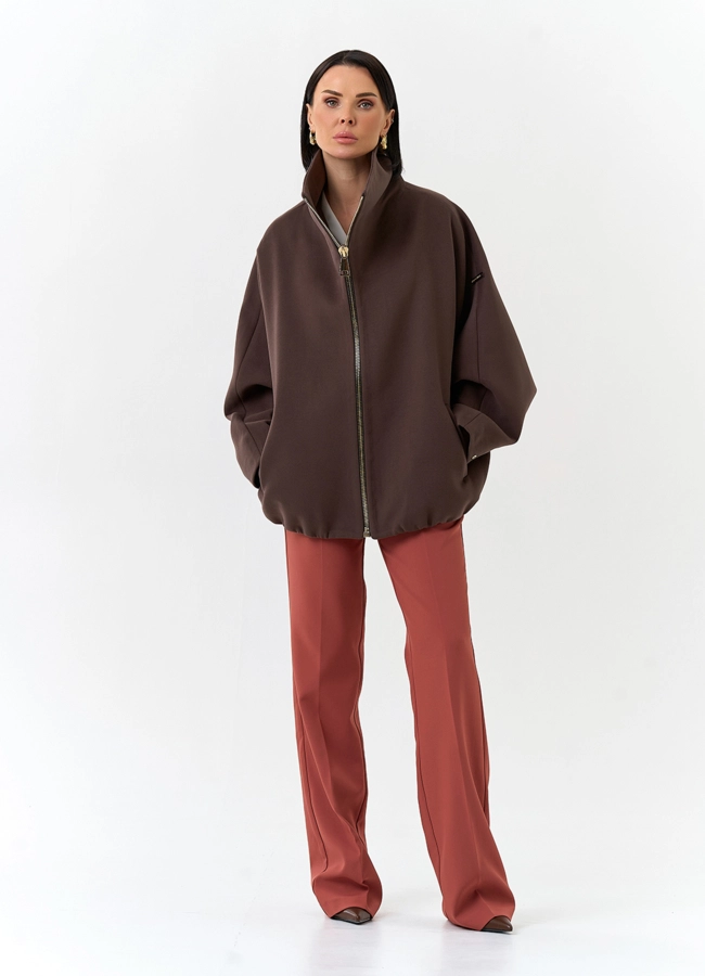 Женское укороченное пальто с высоким воротником модель № 32558 универмаг малина