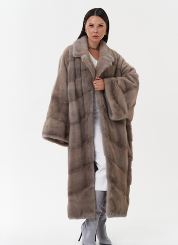 Норковая шуба оверсайз с английским воротником